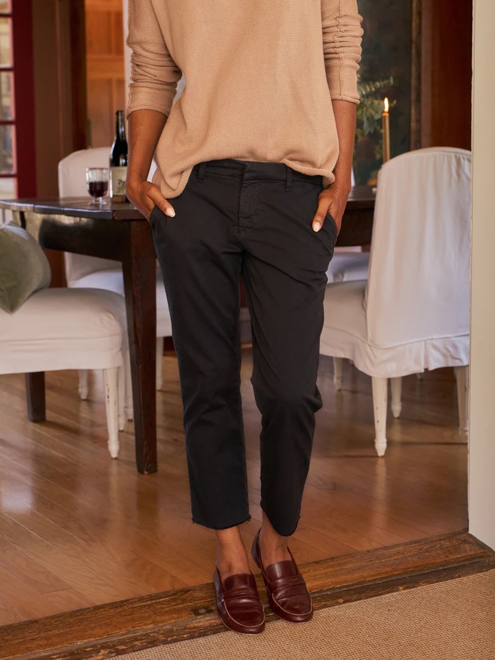 Frank & Eileen Wicklow Black Cropped Chinos